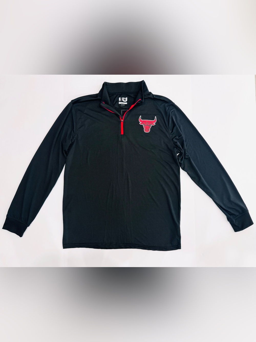 NBA Chicago Bulls Athletic Pullover Men's size L Black/Red 1/4 Zip Long Sleeve